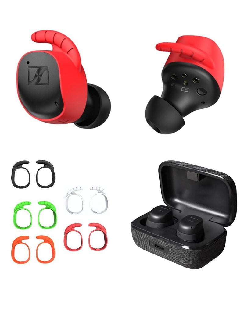 5 Pairs Sport Ear Cover for Sennheiser Momentum True Wireless 3 Anti-Slip Earbuds Replacement with Perfect Fit for Sennheiser Earbuds Compatible with Momentum 3 Case Black White Grenn Red Brown