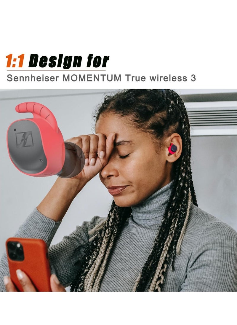 5 Pairs Sport Ear Cover for Sennheiser Momentum True Wireless 3 Anti-Slip Earbuds Replacement with Perfect Fit for Sennheiser Earbuds Compatible with Momentum 3 Case Black White Grenn Red Brown