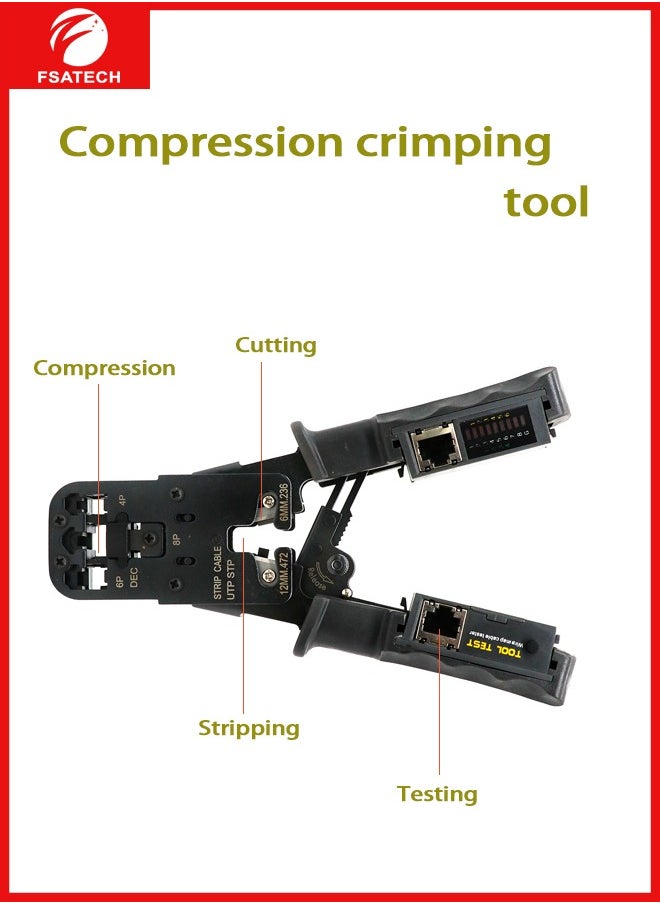 Multifunction crimping tool with lan cable tester