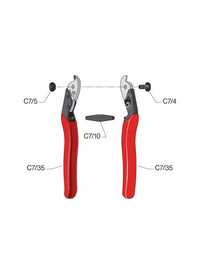 Felco Cable Cutter (F C3) - Felco Cable Cutter (F C7) - Heavy Duty Strength Steel Wire One-Hand Cable Cutter with Non-Slip Grip (7mm)