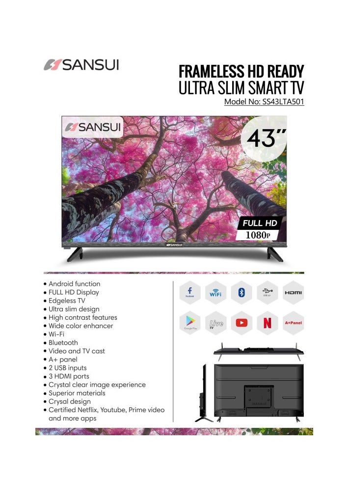 SANSUI 43 inch Full HD Edgeless Smart TV