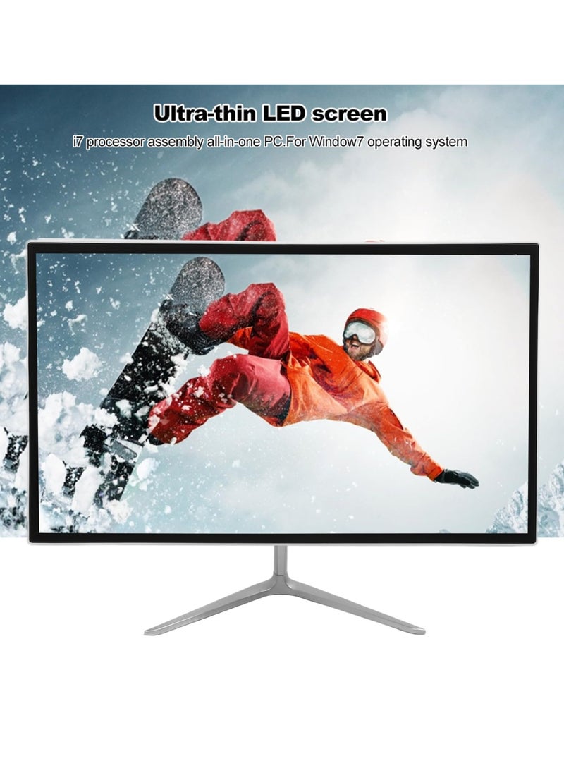 24 Inch Ultra-Thin Computer, All-in-One Desktop Computer, Full HD 1920 X 1080P LED Display, I7 Processor, 8GB + 256GB SSHD, Integrated Graphics for Office and Home White