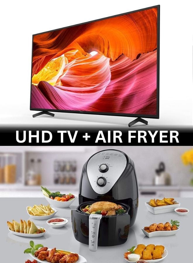 55-inch 4K UHD Smart TV with 3.5L Air Fryer Bundle | 4k Resolution | HDR, HDR10 | Dolby Atmos Audio | Healthy Cooking | Perfect for Family Movie Nights! KD-55X75K+Air-Fryer Black