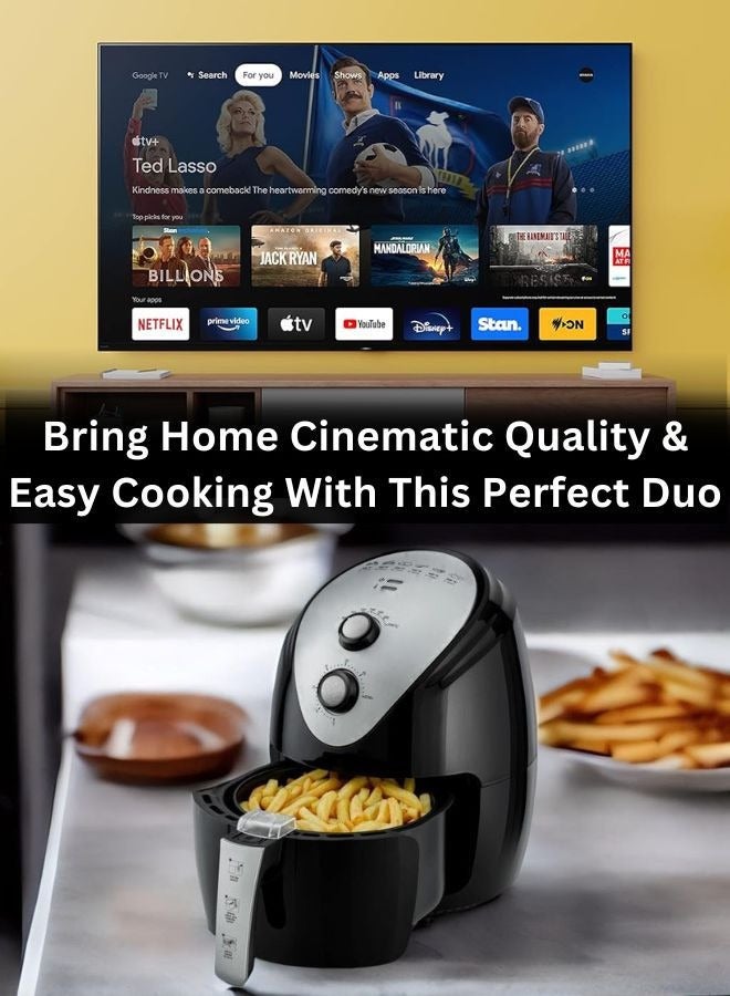 55-inch 4K UHD Smart TV with 3.5L Air Fryer Bundle | 4k Resolution | HDR, HDR10 | Dolby Atmos Audio | Healthy Cooking | Perfect for Family Movie Nights! KD-55X75K+Air-Fryer Black