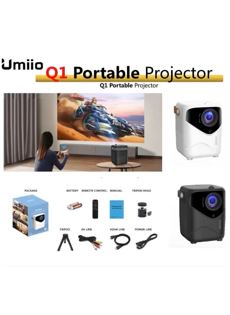 Umiio Q1 Portable  Video Projector HDMI USB Interface Wifi Game  Android Projector Black