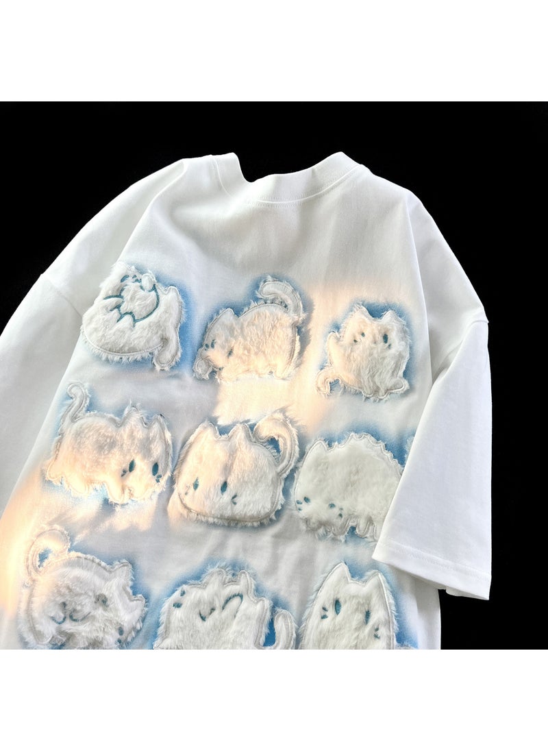 Cute Japanese Cotton Velour Bunny Tee White