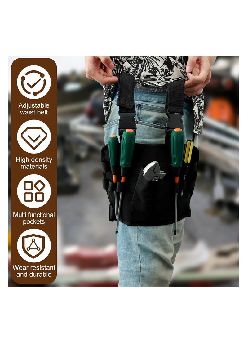 Portable Tool Pouch For Leg, Adjustable Multifunctional Tool Holder with Belt Clip for Hammer, Screwdriver, Wrench, Scissors, Oxford Cloth Tool Storage Bag, 11 x 8 inches