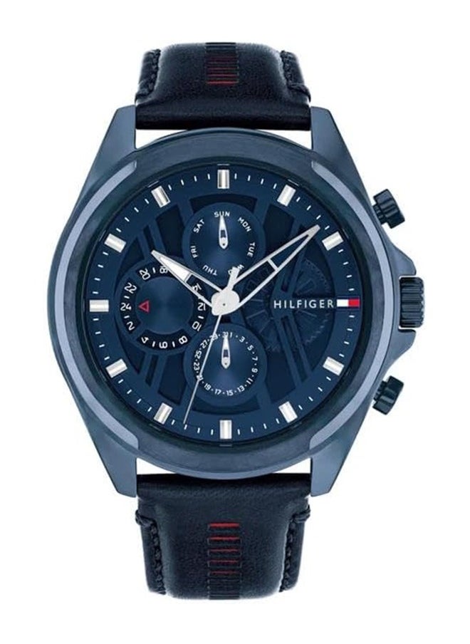 TOMMY HILFIGER ROUND ANALOG MEN'S NAVY CASE WATCH - 1710655