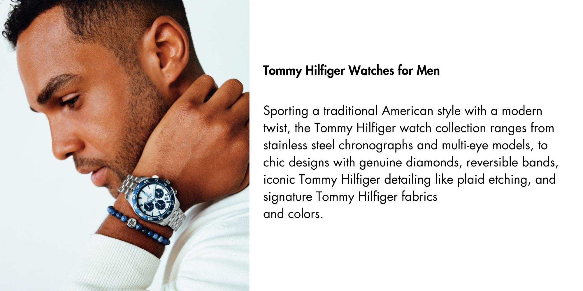 TOMMY HILFIGER ROUND ANALOG MEN'S NAVY CASE WATCH - 1710655