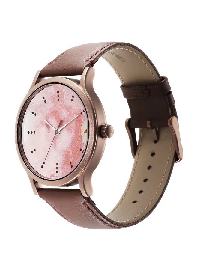 Men's Analog Round Shape Leather Wrist Watch - 3296QL02 - 47.85 Mm