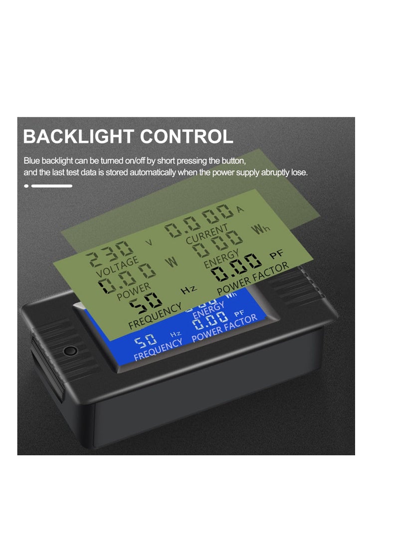 AC Power Meter, 80-260V 100A Voltage Current Color LCD Display Panel, Current Voltage Amperage Energy Meter Monitor, Digital Ammeter Voltmeter with Split Core Current Transformer CT, AC 100A Meter