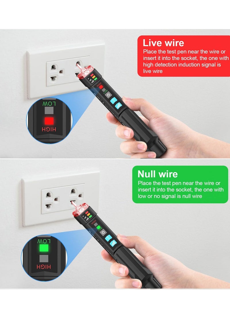 Voltage Tester, Alert Detector with Sound and Light Alarm, Flashlight, Wire Breakpoint Finder, Portable Non-contact AC Voltage Tester, with Dual Range AC 12V-1000V/48V-1000V