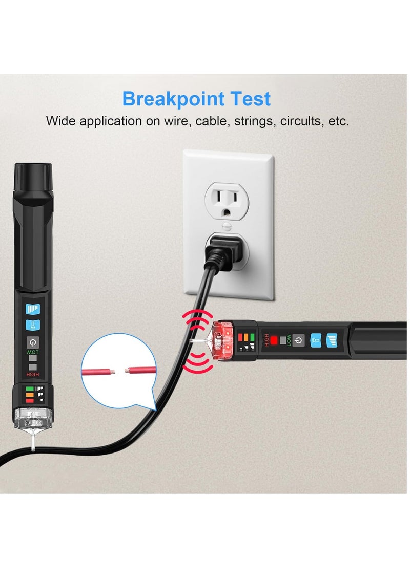 Voltage Tester, Alert Detector with Sound and Light Alarm, Flashlight, Wire Breakpoint Finder, Portable Non-contact AC Voltage Tester, with Dual Range AC 12V-1000V/48V-1000V