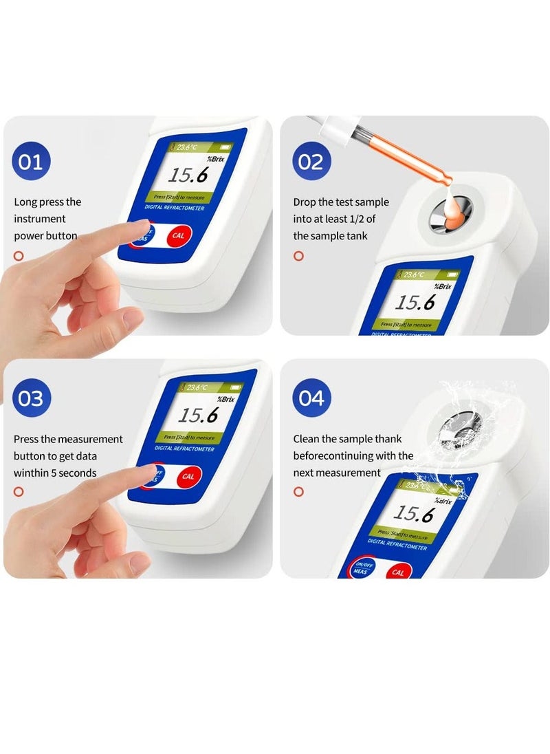 Digital Brix Refractometer Range 0-35% ±0.2% Range High Precision Fruit Meter with Automatic Temperature Compensation LCD Display IP65 Water and Dust Proof for Fruit Juice Coffee and More