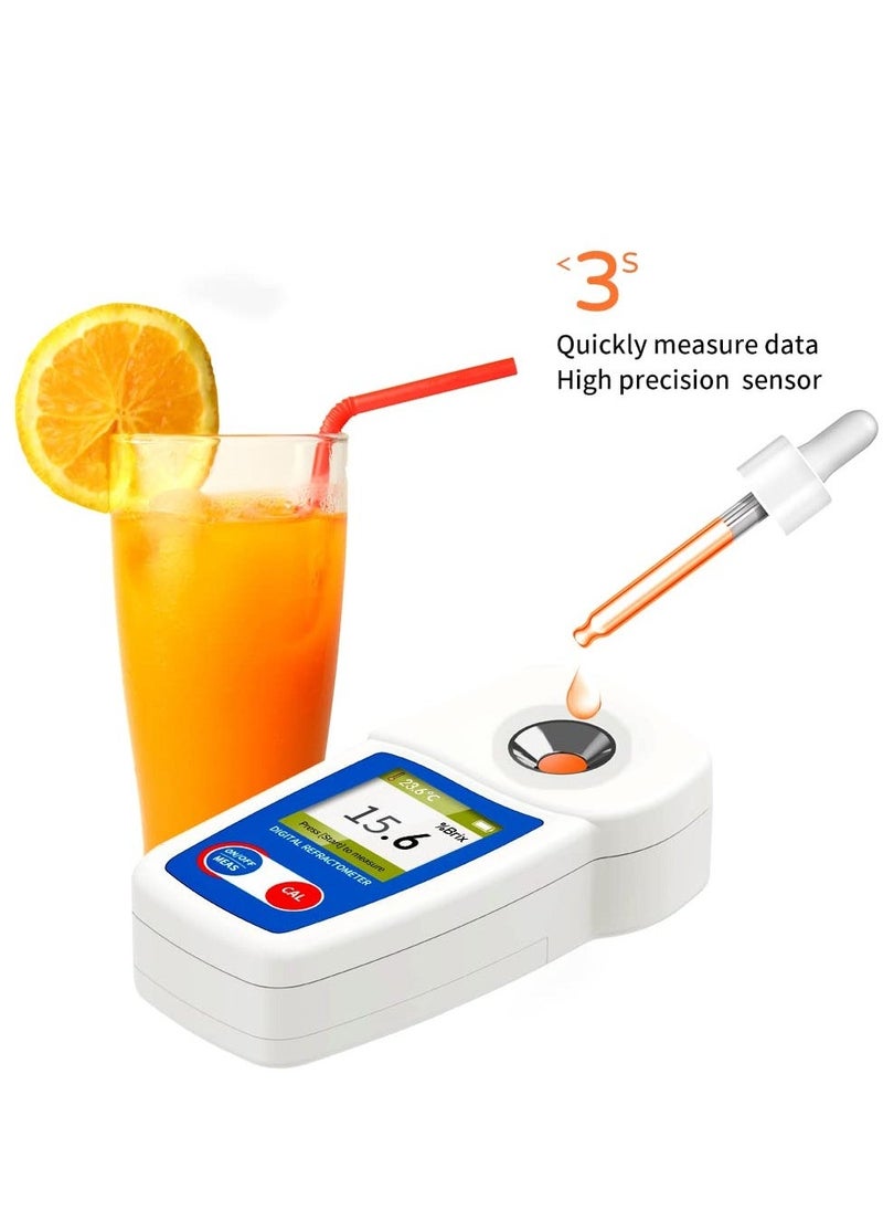 Digital Brix Refractometer Range 0-35% ±0.2% Range High Precision Fruit Meter with Automatic Temperature Compensation LCD Display IP65 Water and Dust Proof for Fruit Juice Coffee and More