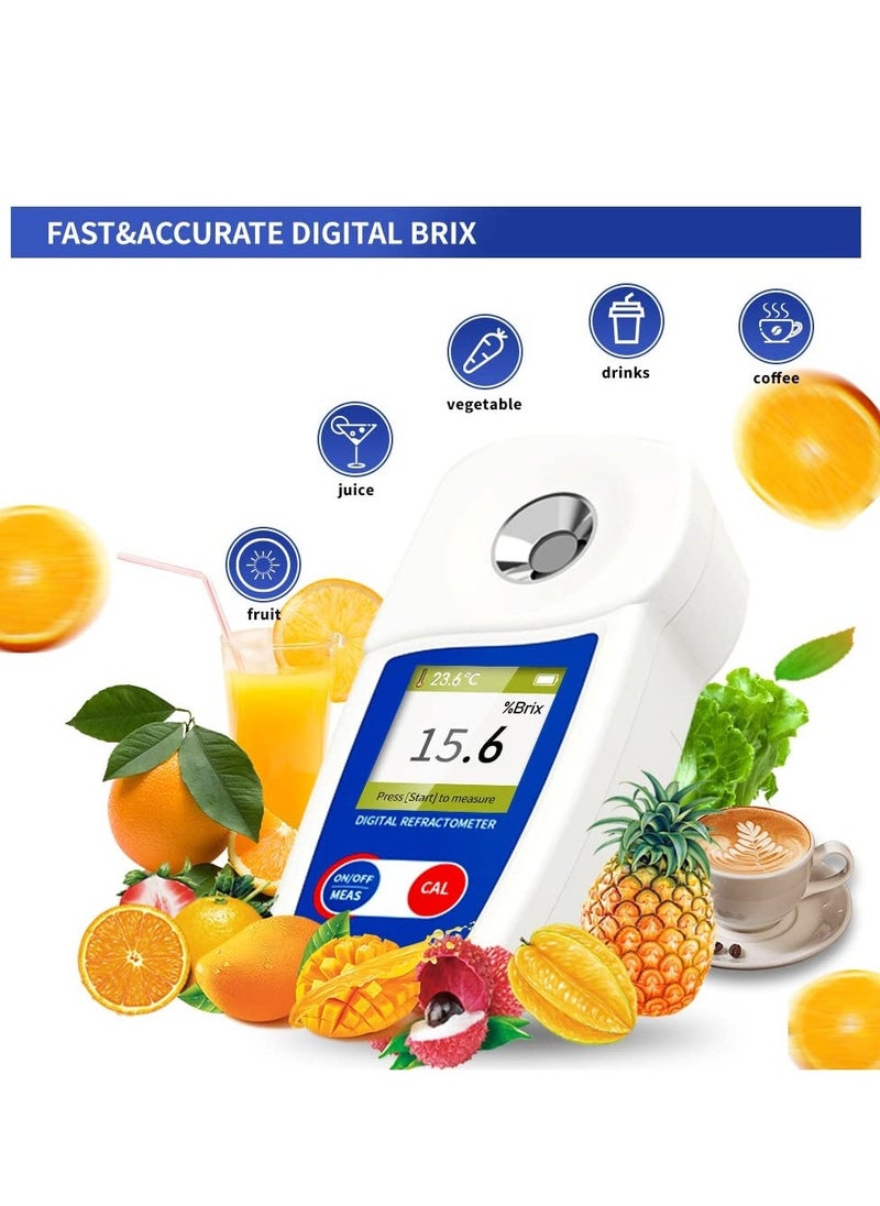 Digital Brix Refractometer Range 0-35% ±0.2% Range High Precision Fruit Meter with Automatic Temperature Compensation LCD Display IP65 Water and Dust Proof for Fruit Juice Coffee and More