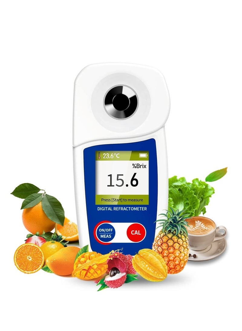 Digital Brix Refractometer Range 0-35% ±0.2% Range High Precision Fruit Meter with Automatic Temperature Compensation LCD Display IP65 Water and Dust Proof for Fruit Juice Coffee and More