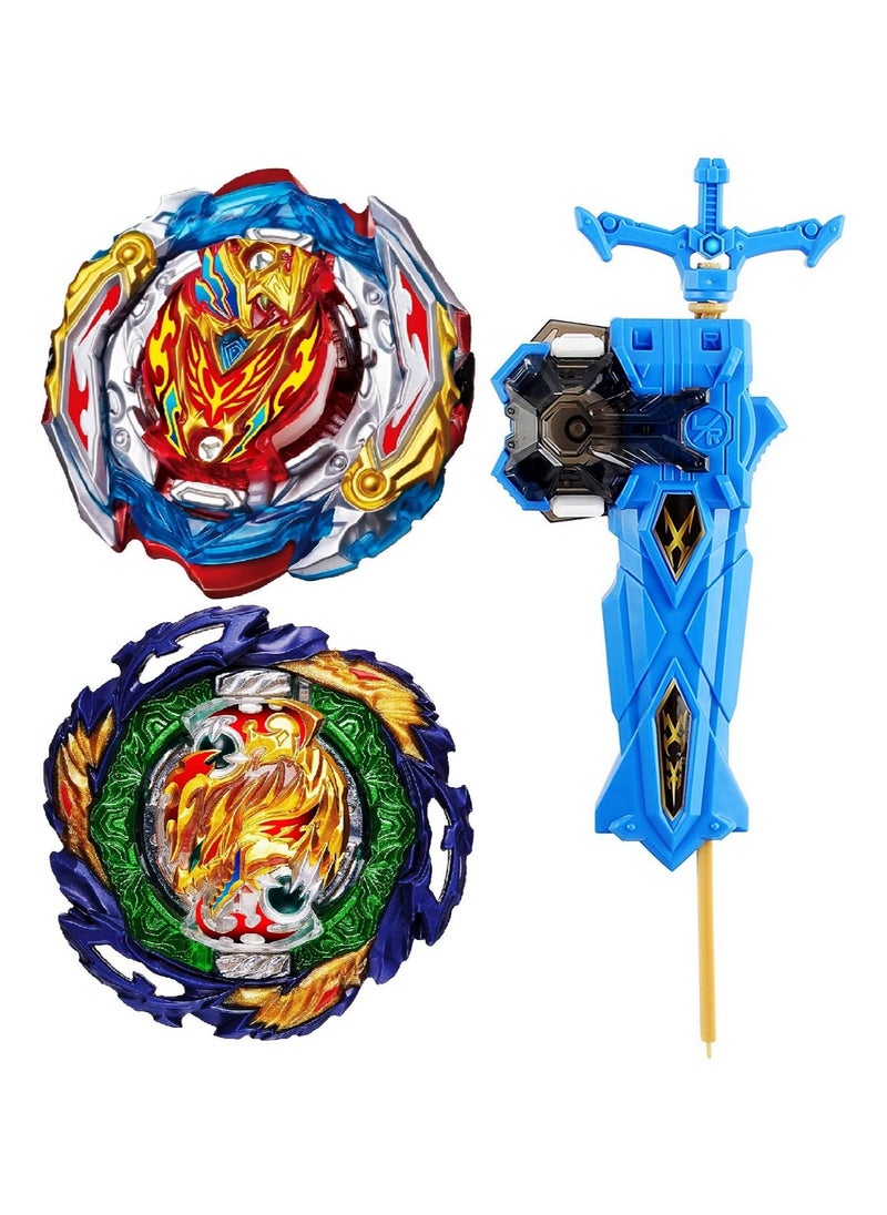 2-Piece Gyros(B-185 B-201) + 1-Piece Launcher Battle Bey Burst Set, Battling Tops, Stickers & Launchers Set.