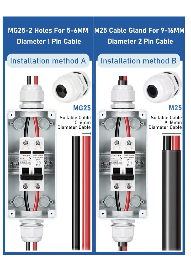 20 Amp Circuit Breaker with DIN Rail Box, DC Disconnect Solar Switch, 400V