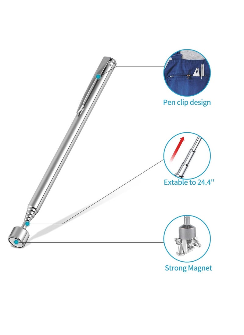 5LBs Telescoping Magnetic Pickup Tool, with Pen Clip Design, Magnet Stick Rod Extendable 5.7