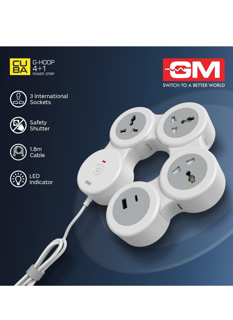 G-Hoop 4+1 Spike Guard with USB Ports – Master Switch & Overload Protection for Enhanced Safety and Convenience