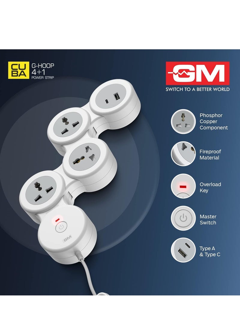 G-Hoop 4+1 Spike Guard with USB Ports – Master Switch & Overload Protection for Enhanced Safety and Convenience