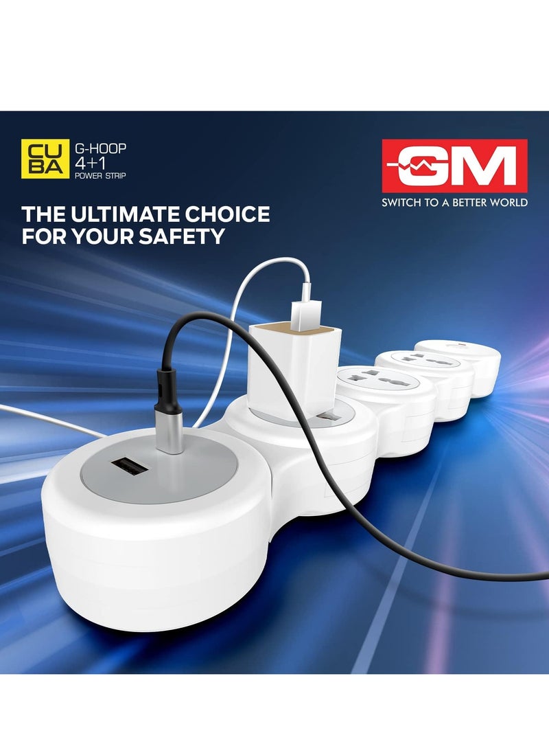 G-Hoop 4+1 Spike Guard with USB Ports – Master Switch & Overload Protection for Enhanced Safety and Convenience