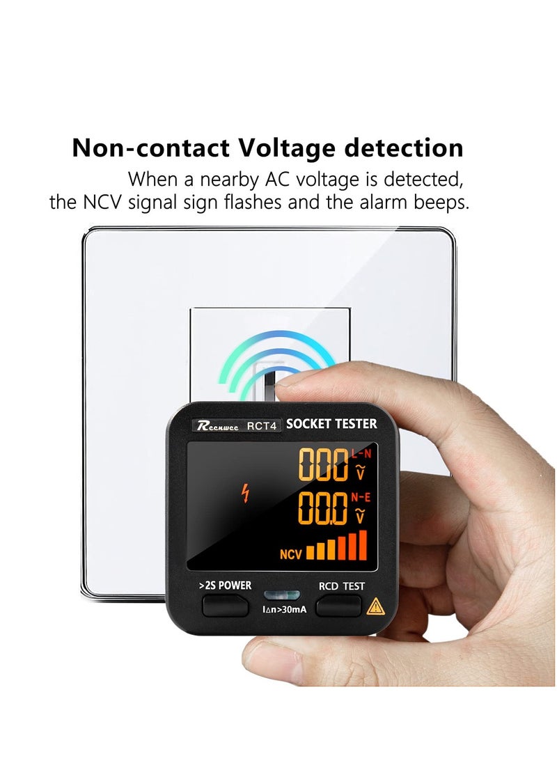 Electric Socket Tester, EBTN LCD with Voltage Display, RCD Receptacle Socket Tester Circuit Analyzer, Polarity Detector Leakage Tester Electricity Line Fault Checker, 8 Visual Indications