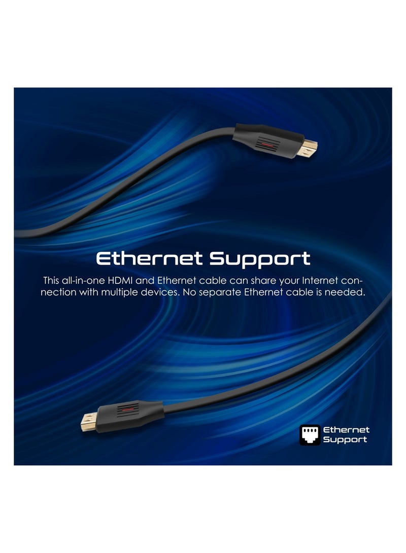 HDMI 2.0 Cable, 4K@60Hz HDMI to HDMI Slim 3m Cable with 3D Video Support, 18Gbps Bandwidth, Ethernet Support and Gold-Plated Connectors for Laptops, Smart TVs, Monitors, ProLink4K60-300 Black