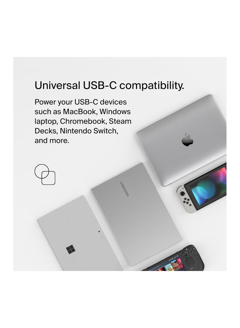 Connect 100W USB-C Core GaN Power Adapter, Fast-Charging Adapter with Universal USB-C Compatibility, 100W Power Delivery, UK and EU Power Cords for Gaming, MacBook, PC Laptops, And Chromebook Black