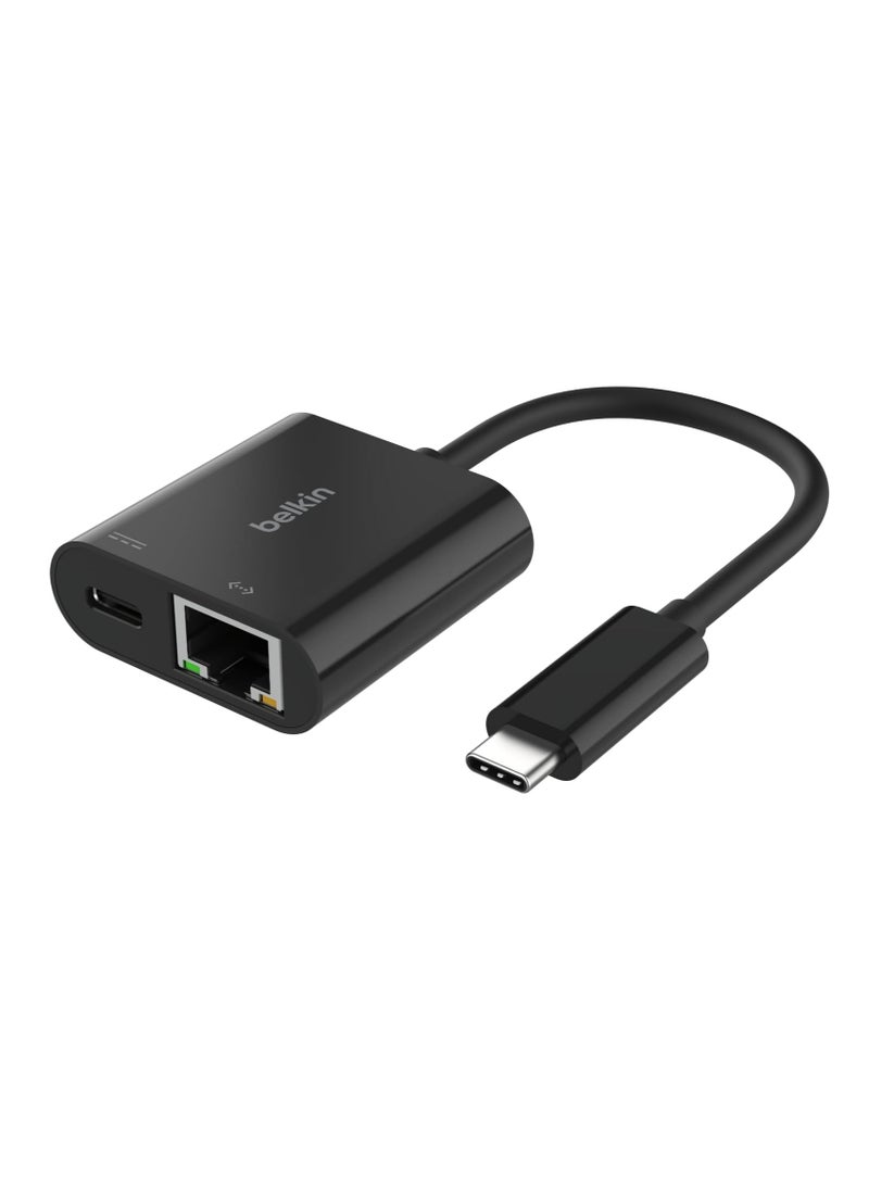 Connect USB-C to Ethernet + Charge Adapter 100W w/ Gigabit Ethernet Port and USB-C Port - [10/100/1000] Mbps for Fast Internet Connection - Compatible with iPhone 16, 15, Galaxy S24 And More Black