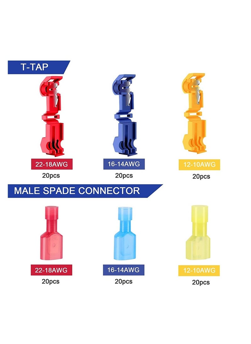 120 T-Tap Wire Connector Terminal Insulation Male Quick Disconnect Spade Terminal Classification Kit