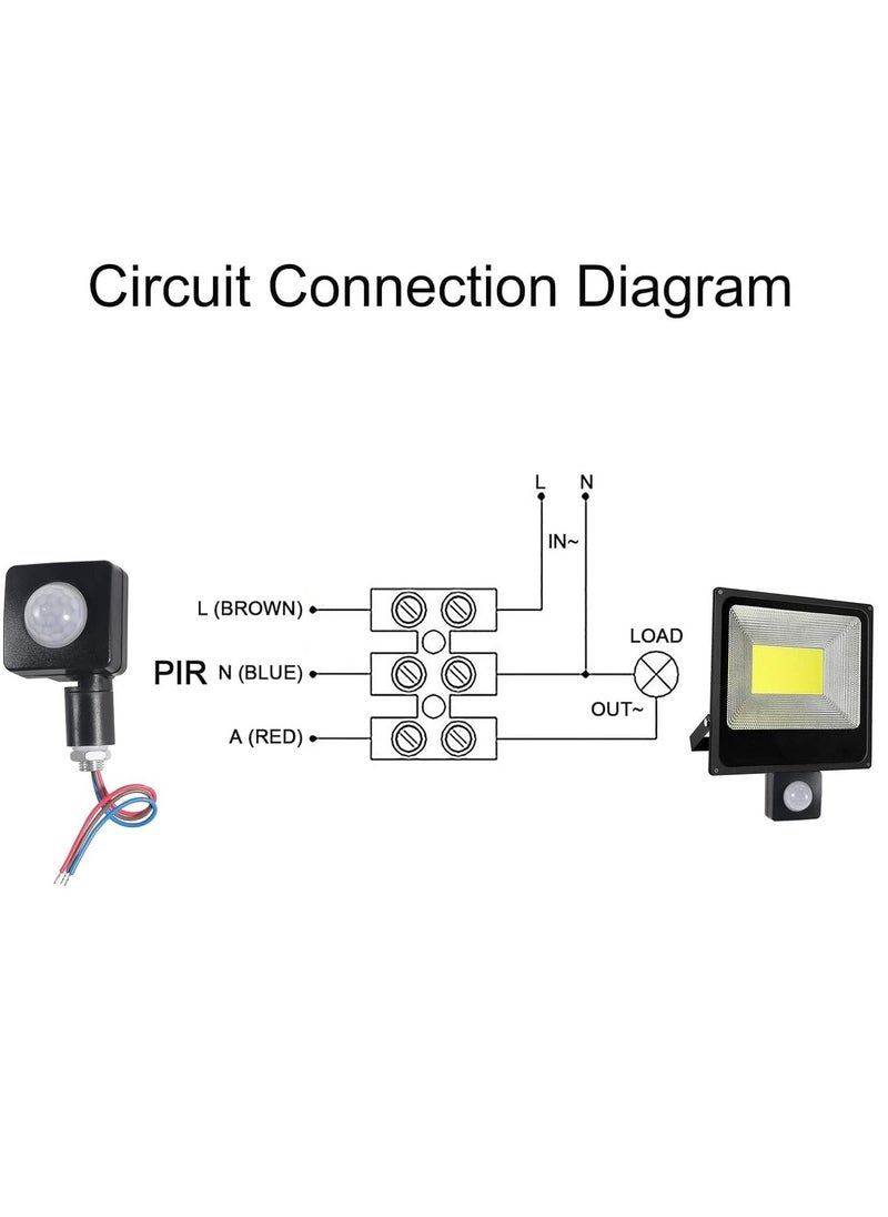 2PCS Adjustable PIR Motion Sensor Detector Outdoor Indoor Infrared Light Switch with LED Light Sensitive AC 85-265V Time Delay Home Lighting