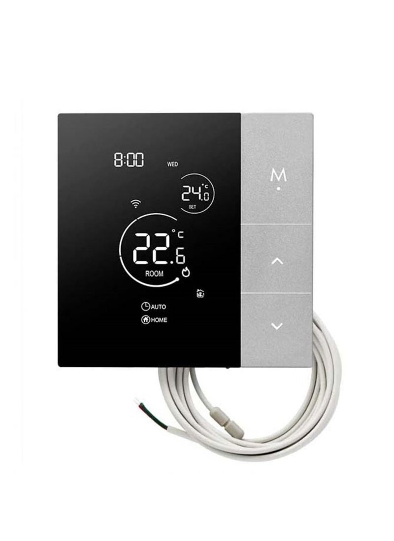 Smart Tuya WiFi Thermostat Voice Control Digital Programmable LCD Display Touchscreen Underfloor Heating Temperature Controller Digital Intelligent Wall Thermostat for Electric Heating Compatible