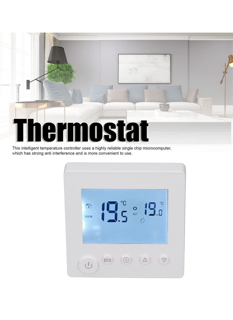 Smart Thermostat 16A LCD Display Non Programmable Thermostat for Home Digital Thermostat with NTC Temperature Sensor 2 Wire Thermostat for Heat Control Ideal for Smart Home