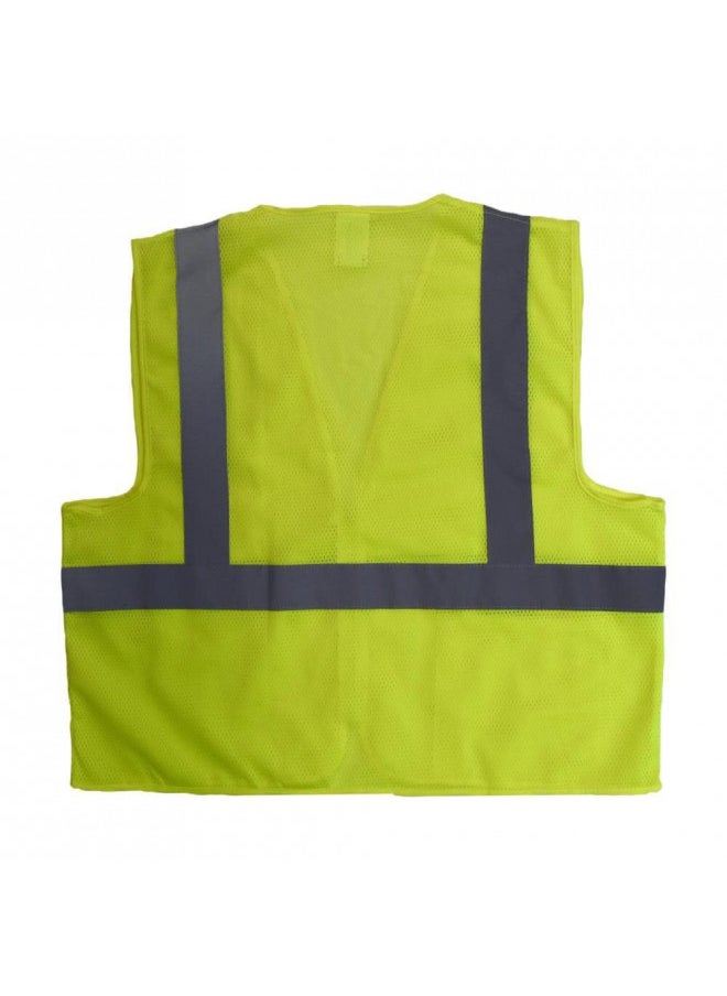 Radians SV2ZGMXL Polyester Mesh Economy Class 2 High Visibility Vest with Zipper Closure, X-Large, Green