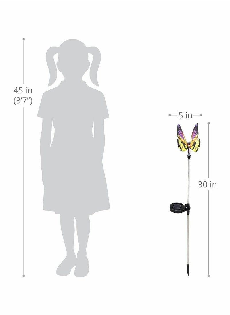 Outdoor Solar Garden Lights, 2 Pack Solar Metal Butterfly Decorative Lights, Newest Colorful LED Waterproof Solar Stake Lights for Garden, Patio, Yard, Lawn, Walkway, Butterfly Garden Decoration