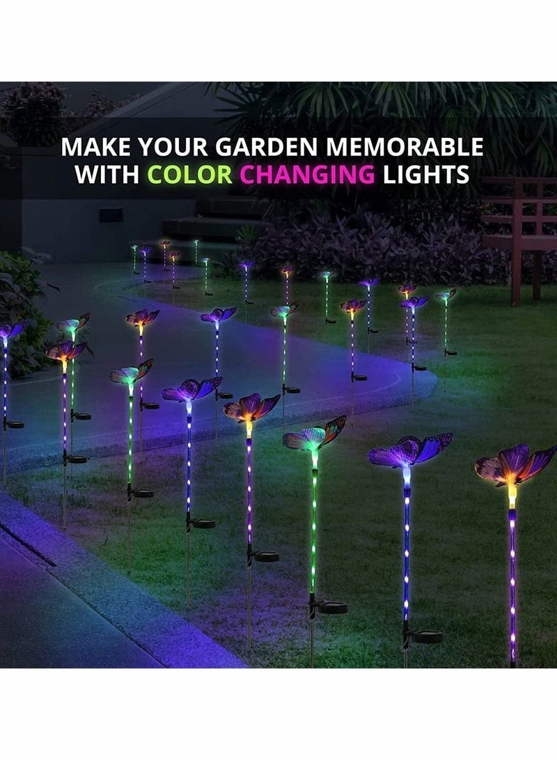 Outdoor Solar Garden Lights, 2 Pack Solar Metal Butterfly Decorative Lights, Newest Colorful LED Waterproof Solar Stake Lights for Garden, Patio, Yard, Lawn, Walkway, Butterfly Garden Decoration