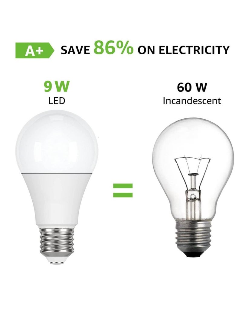 LED Light Bulbs 60 Watt Equivalent, 9W Daylight White 3000K Non-Dimmable, A19 E27 Standard Medium Base, 25000 Hour Lifetime, 806 Lumen, Pack of 3, Warm White
