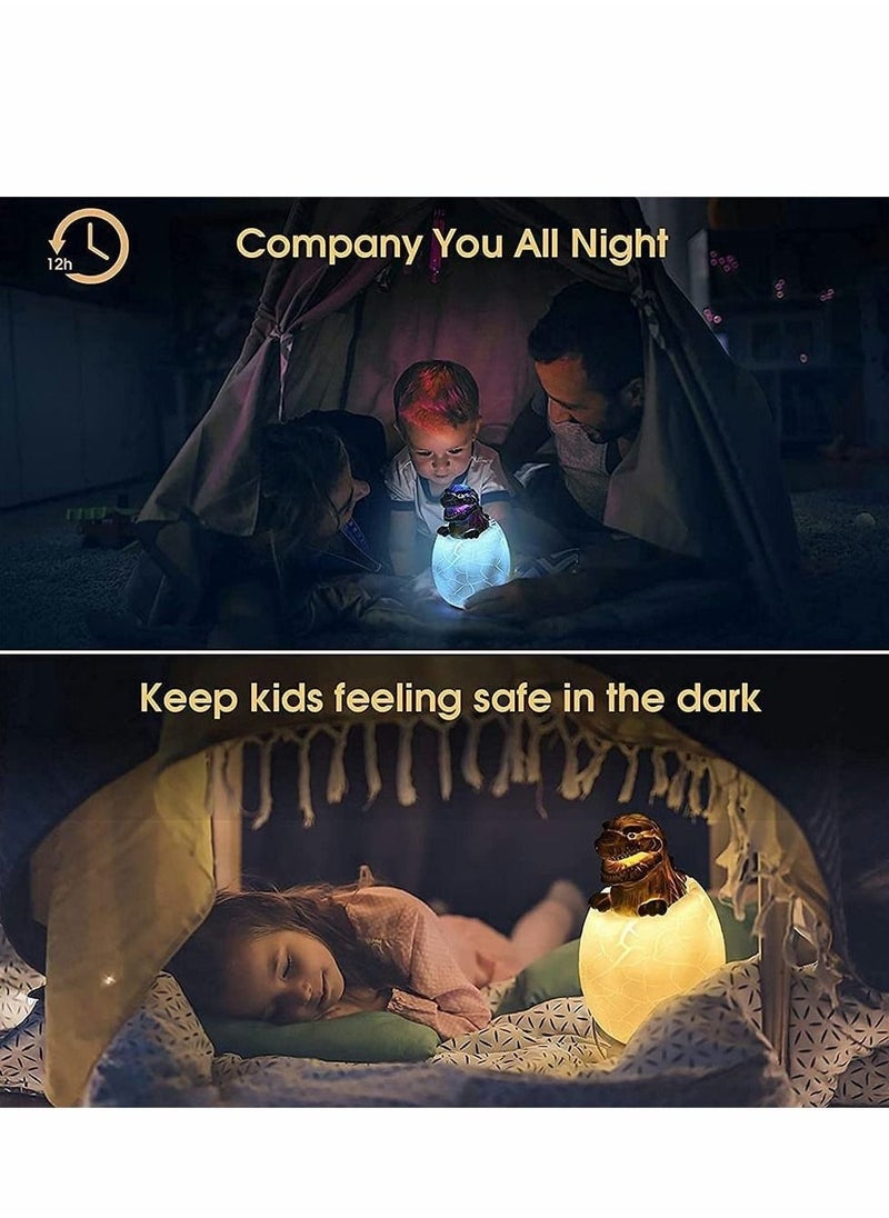 Dinosaur Night Light for Kids, Nursery Light for Baby and Toddler, Remote, Tap, Touch Control, USB Rechargeable Battery, Portable Animal Lamp for Bedroom, Safe Toys, 16 Colors Changing