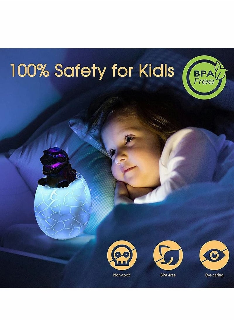 Dinosaur Night Light for Kids, Nursery Light for Baby and Toddler, Remote, Tap, Touch Control, USB Rechargeable Battery, Portable Animal Lamp for Bedroom, Safe Toys, 16 Colors Changing