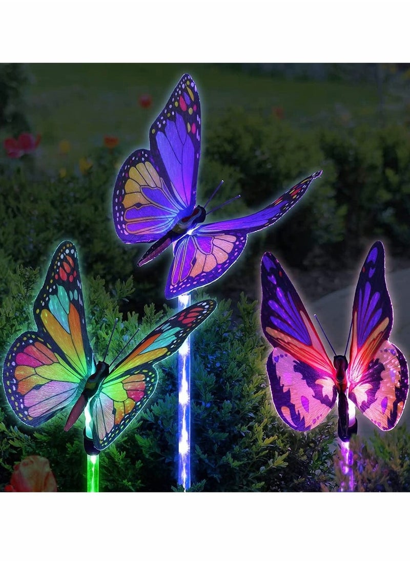 Outdoor Solar Garden Lights, 2 Pack Solar Metal Butterfly Decorative Lights, Newest Colorful LED Waterproof Solar Stake Lights for Garden, Patio, Yard, Lawn, Walkway, Butterfly Garden Decoration