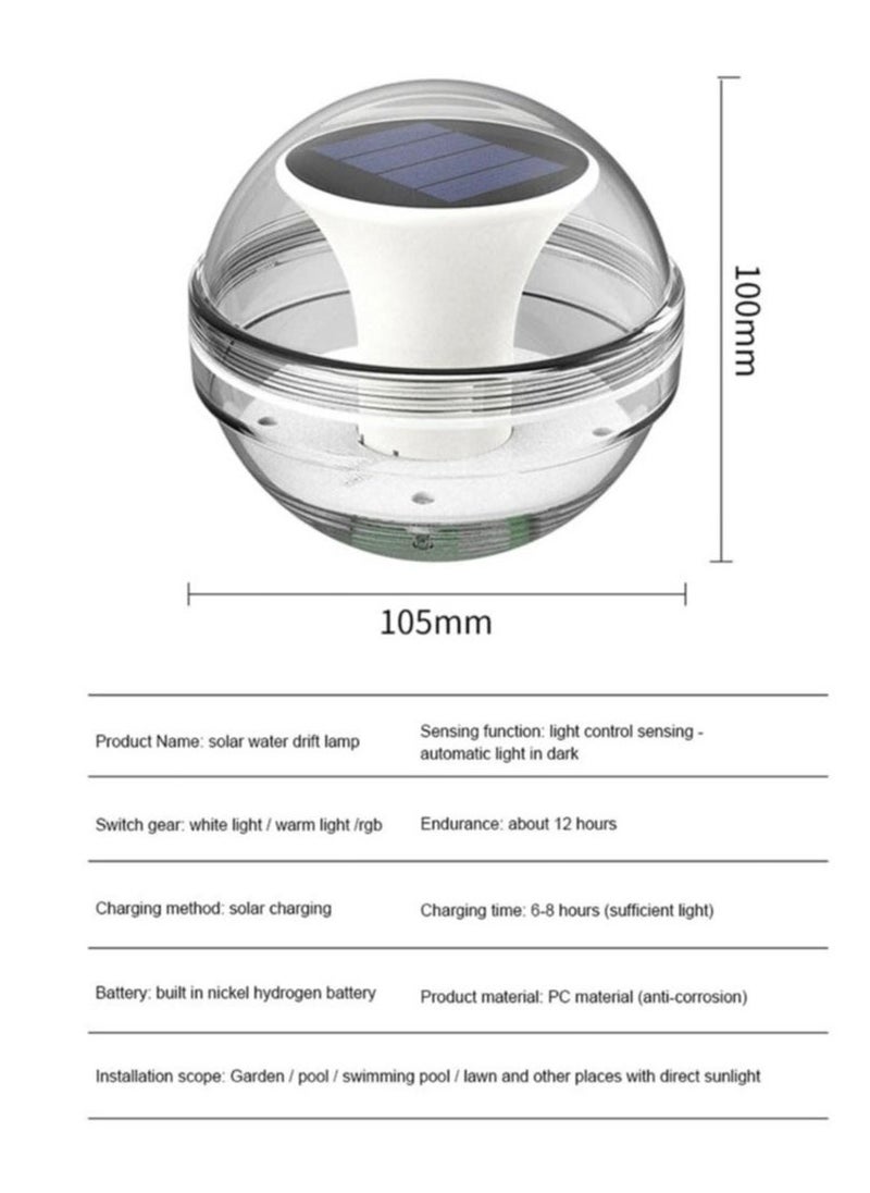 Swimming Pool Light, Light Control Solar Swimming Pool Light, Garden Lamp, Waterproof Solar Floating Light, Water Floating Light, for Aquarium Vase Pond Swimming Pool Garden Party