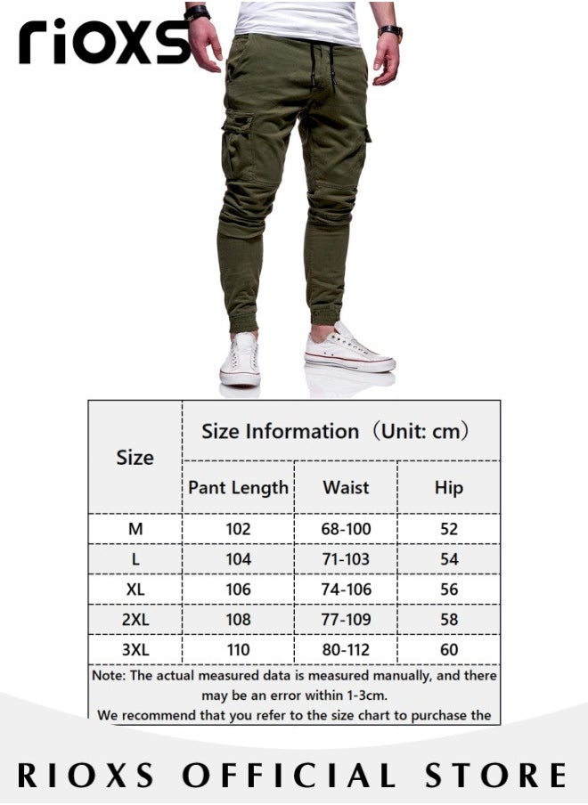 Men's Cargo Pants, Baggy Fit Tapered Cargo Pants For Men, Casual Sports Trousers, Drawstring Athletic Pants For Running Jogging Workout, Tactical Pantalones Cargo, Mens Cargo Pants, Multi Pocket Stretch Sweatpants