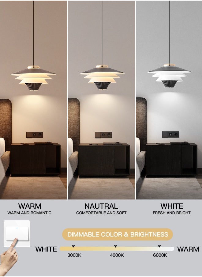 Modern LED Pendant Light Fixture, 10W Dimmable Conical LED Ceiling Light with Adjustable Height, 3000K-6000K Color Temperature, 8.26