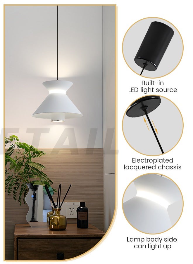 Modern LED Pendant Light Fixture, 10W Adjustable Conical Pendant ,Control with Wall Switch, Dimmable 3000K-6000K, White LED Light for Kitchen/Bedroom/Living Room