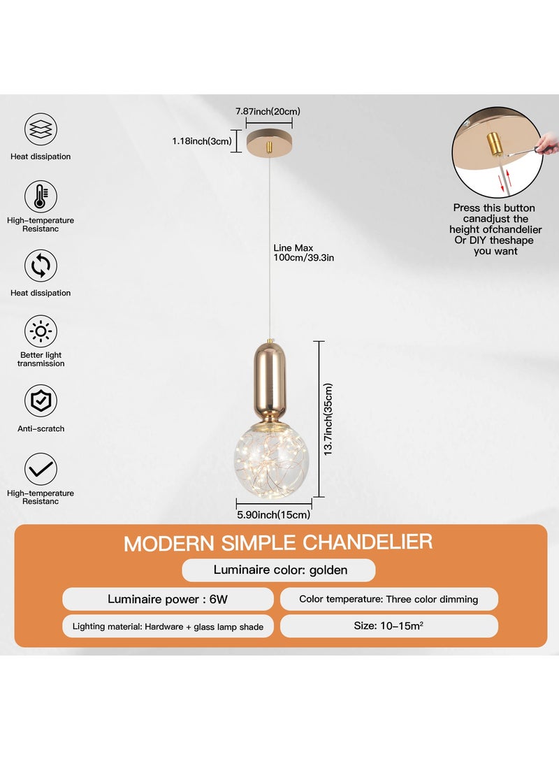 Chandeliers LED Height Adjustable Pendant Lighting Modern Simplicity Restaurant Bar Ceiling Light Fixture Gypsophila Hanging Lights Used For Study Living Room Bedroom 6W