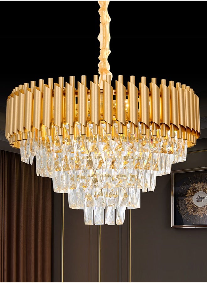 Golden Crystal Chandelier, Elegant Lighting Fixture Round Luminaire, Luxurious Ceiling Light, Bedroom Luxury Light, Modern Crystal Lighting, Golden Pendant, Sparkling Pendant Light