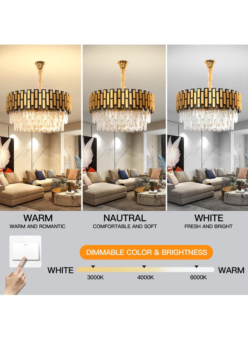 Luxury Crystal Chandelier Living Room,Modern Gold Crystal Chandelier Light,Dia 50cm Crystal Chandelier Lamp With 9 Bulbs Fixture for Dining Room, Hotel Hall Art Decor Hanging Lamp