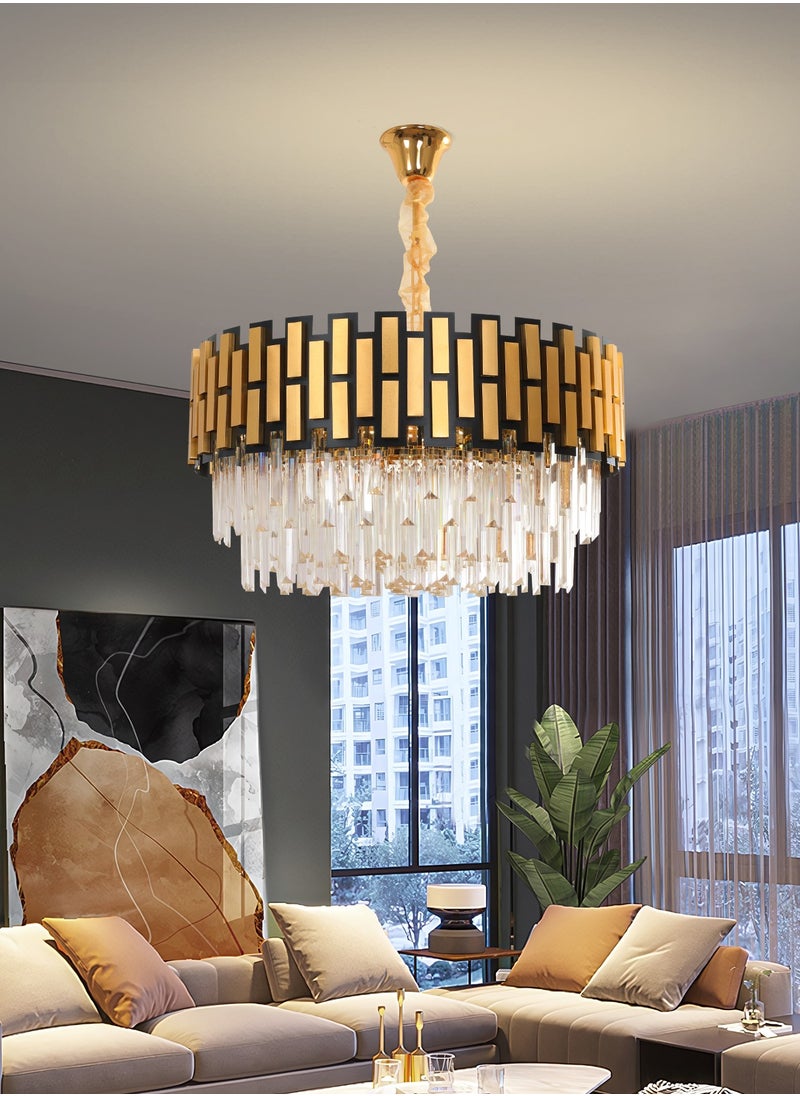 Luxury Crystal Chandelier Living Room,Modern Gold Crystal Chandelier Light,Dia 50cm Crystal Chandelier Lamp With 9 Bulbs Fixture for Dining Room, Hotel Hall Art Decor Hanging Lamp